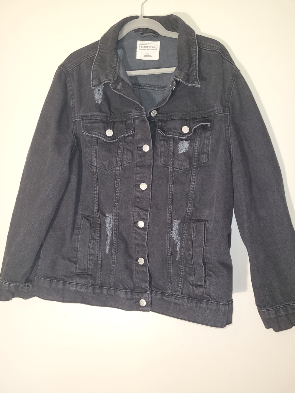 Women’s Black Distressed Denim Jacket by EIGHTEEN